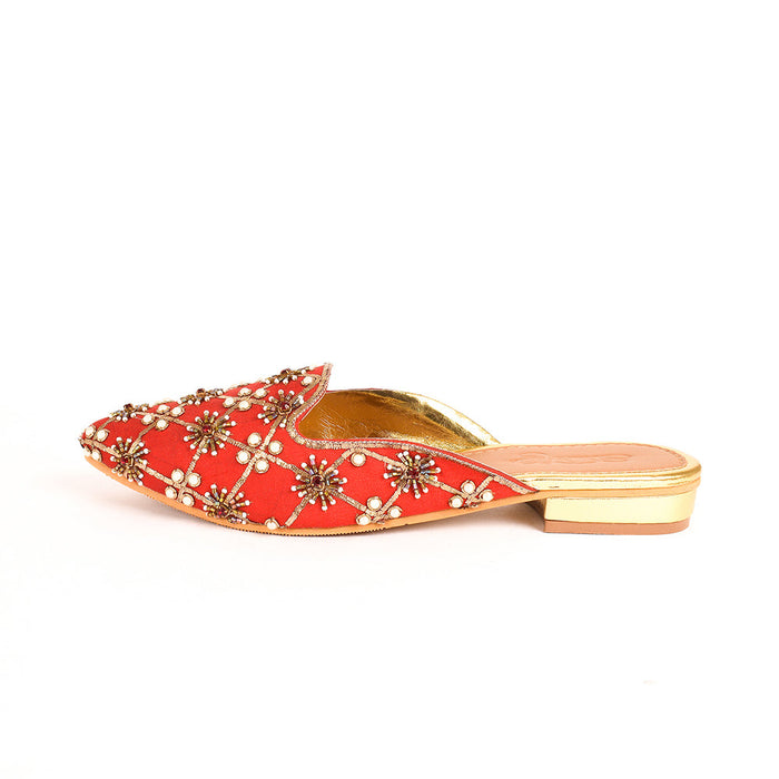 Red Nakshi Mules