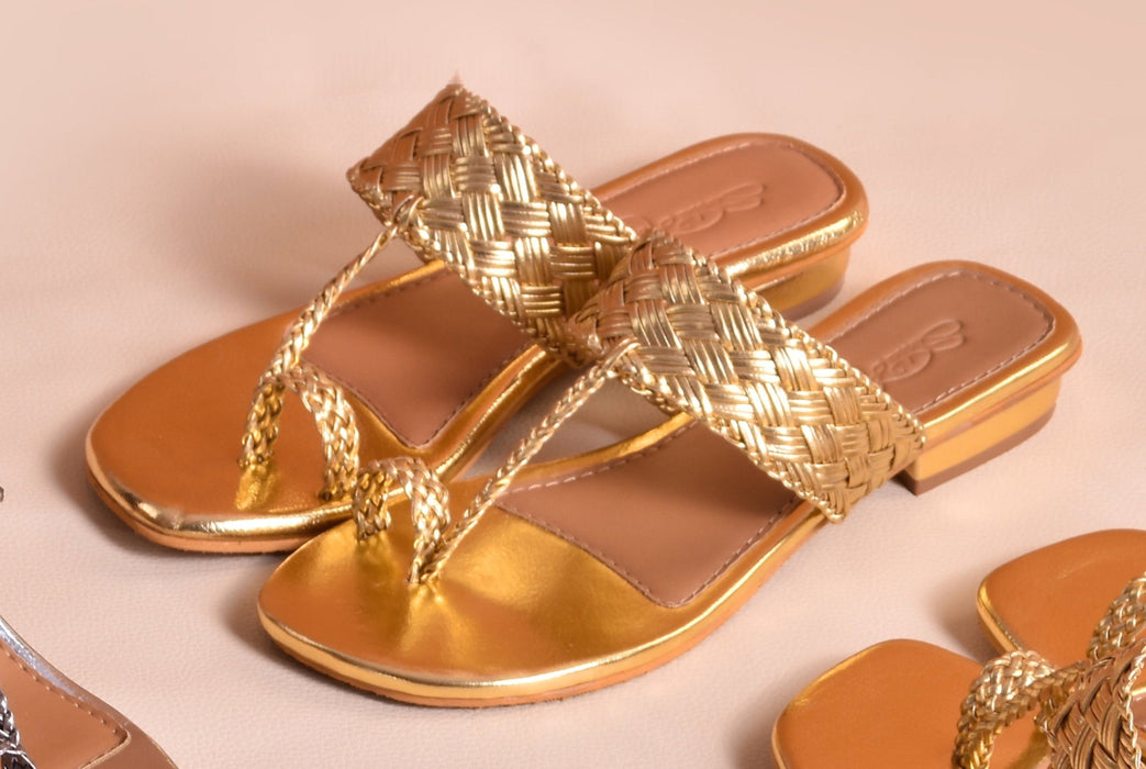 Woven Gold Flats