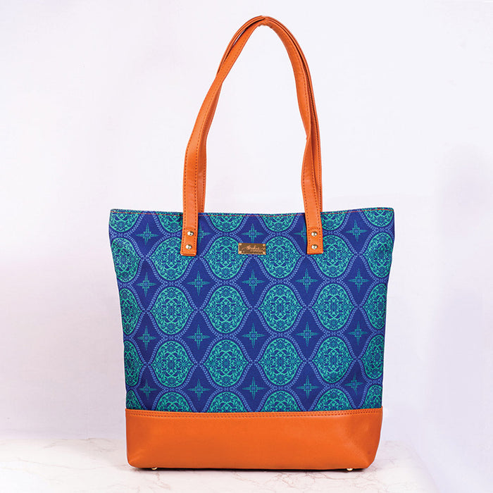 Regal Damask Blue Tote Bag