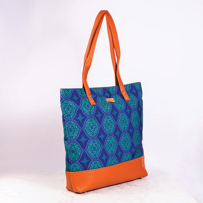 Regal Damask Blue Tote Bag