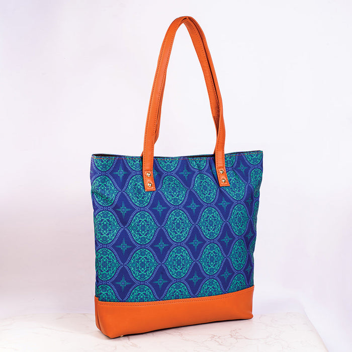 Regal Damask Blue Tote Bag