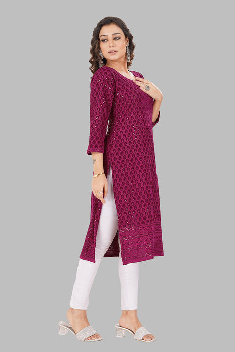 Rayon Chikan sequence work Kurti-NMK-WINE