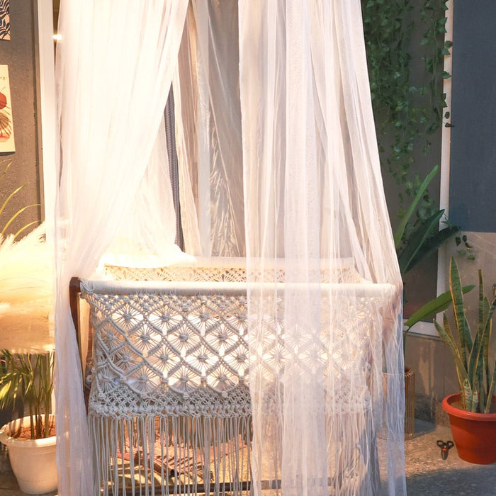 Macrame rocking cradle