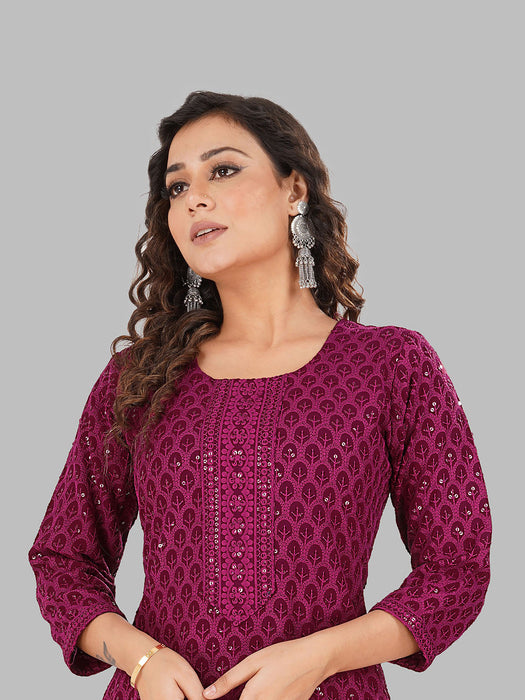 Rayon Chikan sequence work Kurti-NMK-WINE