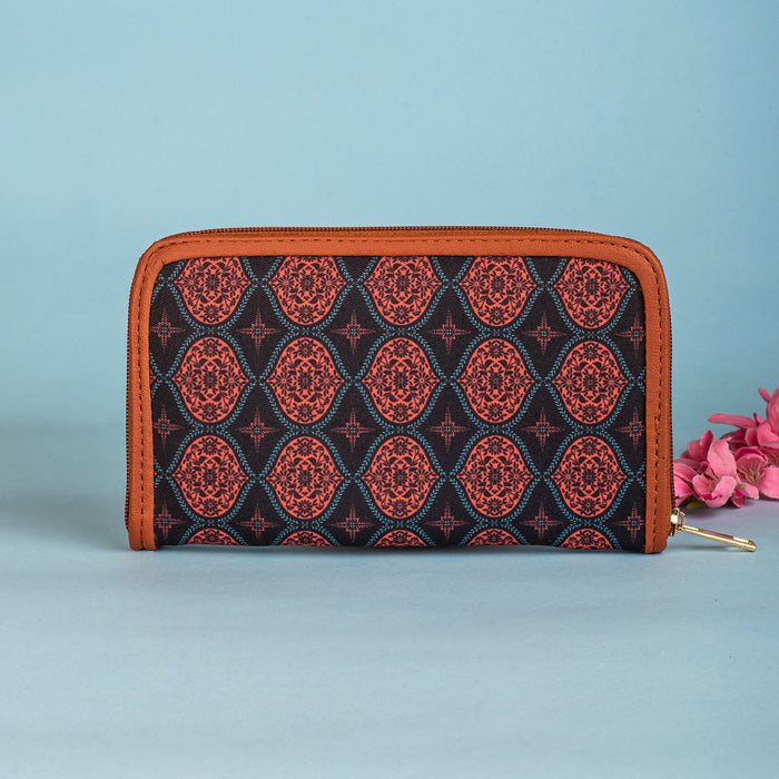 Regal Damask Red Zipper Wallet