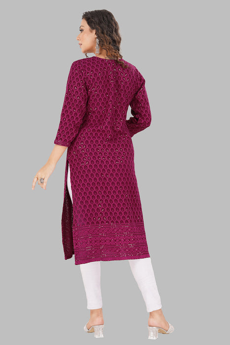 Rayon Chikan sequence work Kurti-NMK-WINE