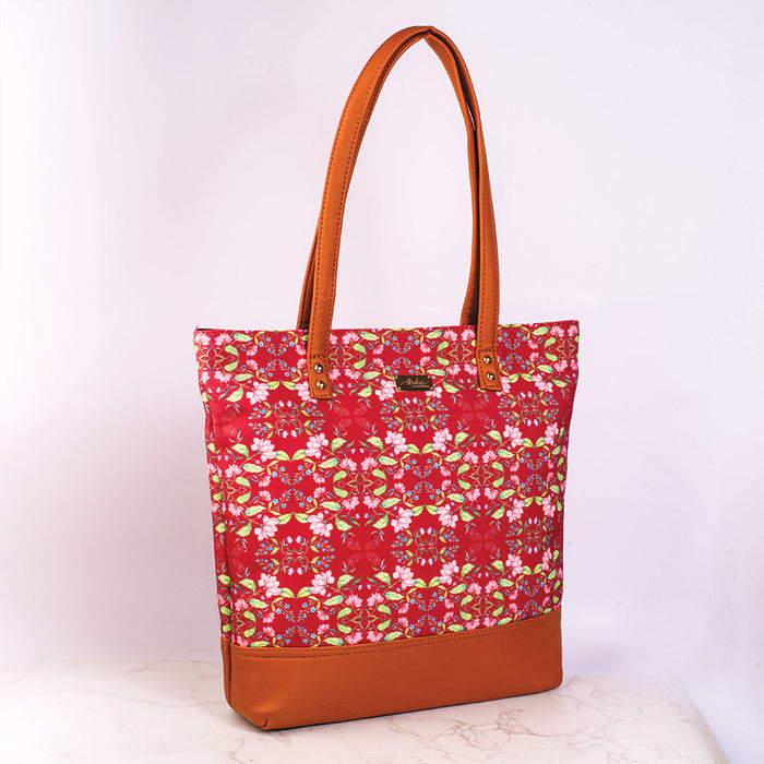 Summer Florescence Maroon Tote Bag