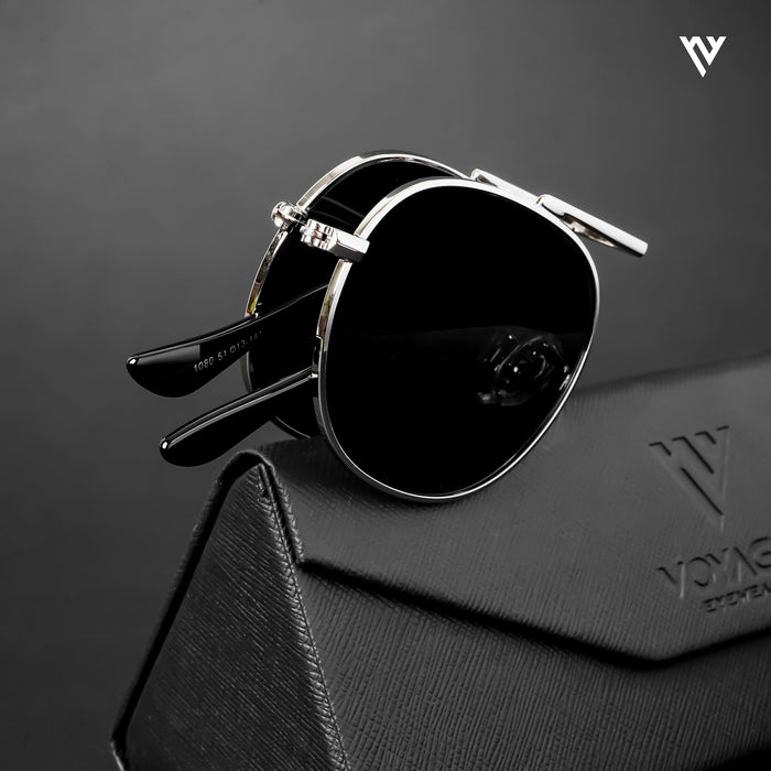 Voyage Exclusive Silver Foldable Polarized Wayfarer Sunglasses for Men & Women - PMG4826