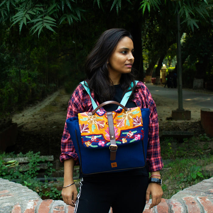 Chain Stitch Hand Embroidery Canvas Chulbuli Backpack