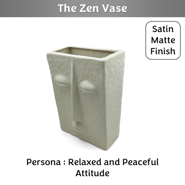 The Zen Face Vase 7 inches (Ivory, Satin Matte Finish)