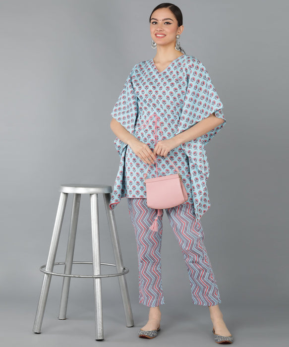 Cotton Printed Kaftan With Pant