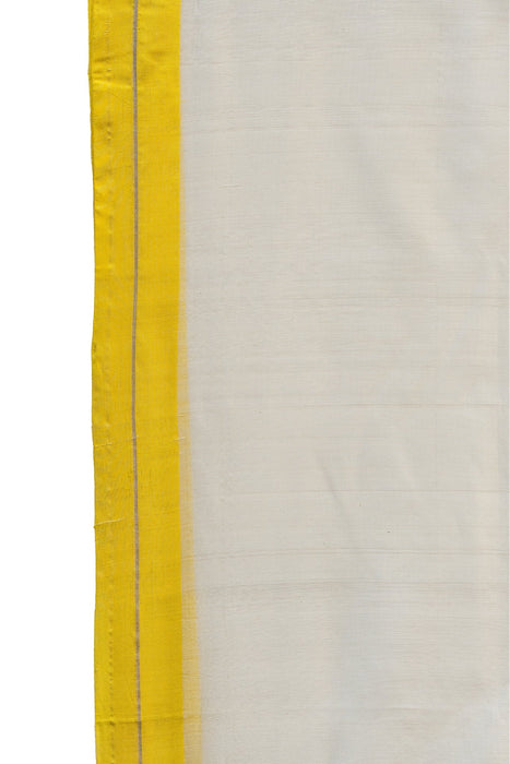 Chanderi Silk Saree - White Yellow