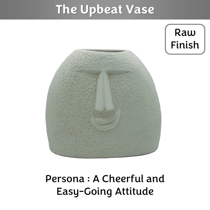 The Upbeat Face Vase 5.5 inches (Ivory, Raw Finish)