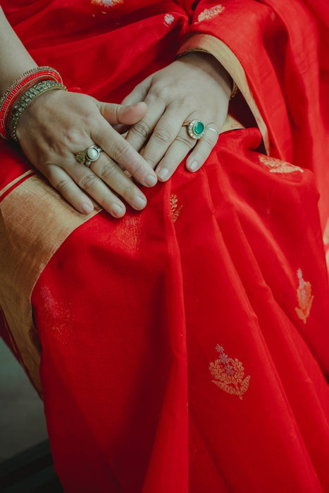 Chanderi Silk Saree - Red