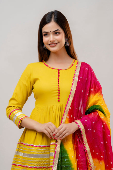 Cotton Sharara Set for Women-WT3017YELLOW