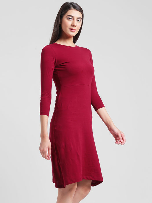 Maroon Aline Midi Dress