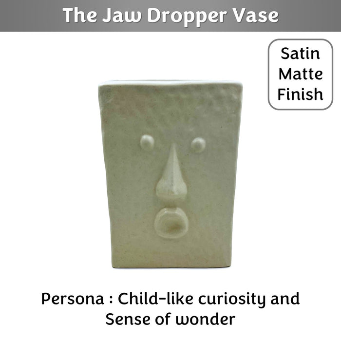 The Jaw Dropper Face Vase 7 inches (Ivory, Satin Matte Finish)