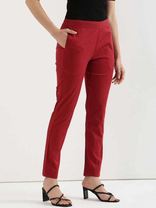 Maroon Stretchable Pants For Women-CK-04-MAROONPANT