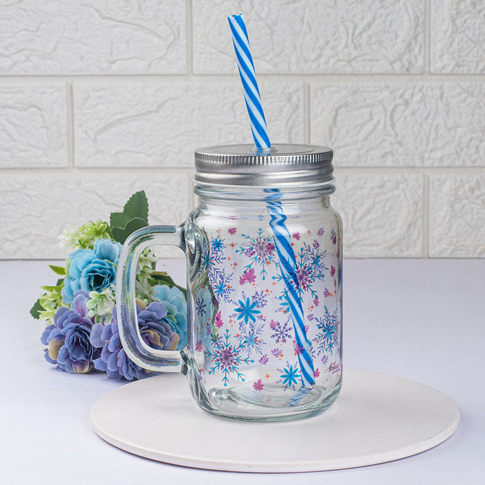 Whistling Snowflakes Clear Mason Jar