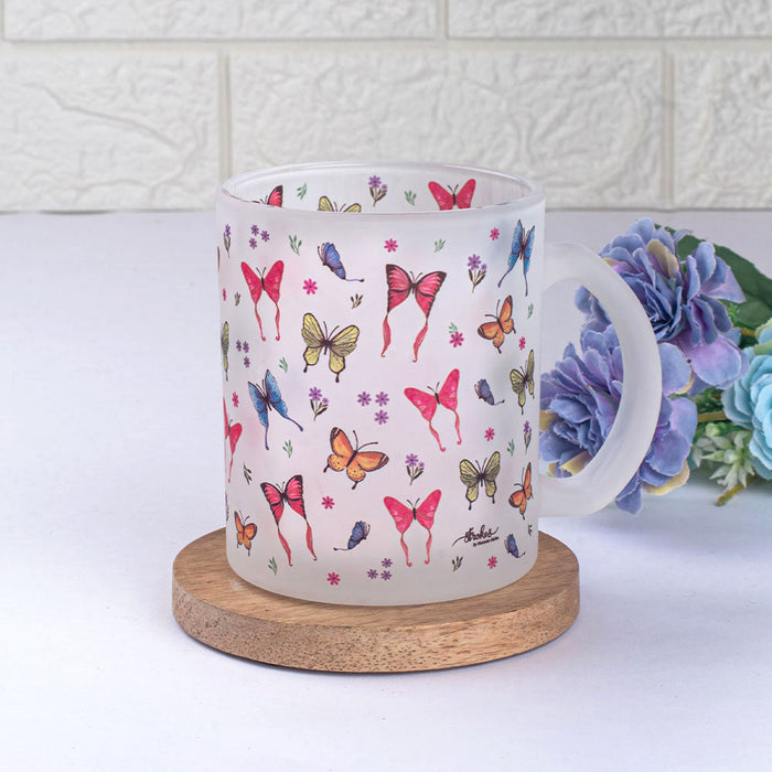 Breathtaking Butterflies Frosted Glass Mug