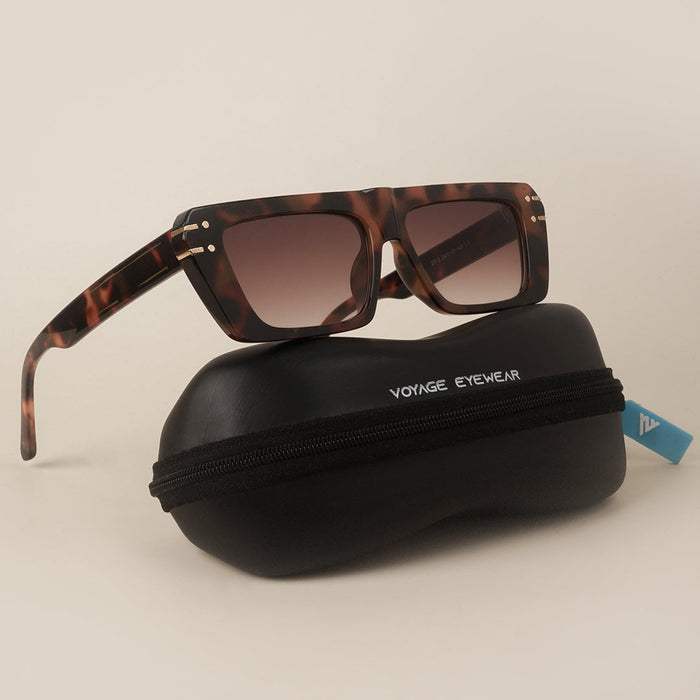 Voyage Brown Rectangle Sunglasses for Men & Women - MG4158