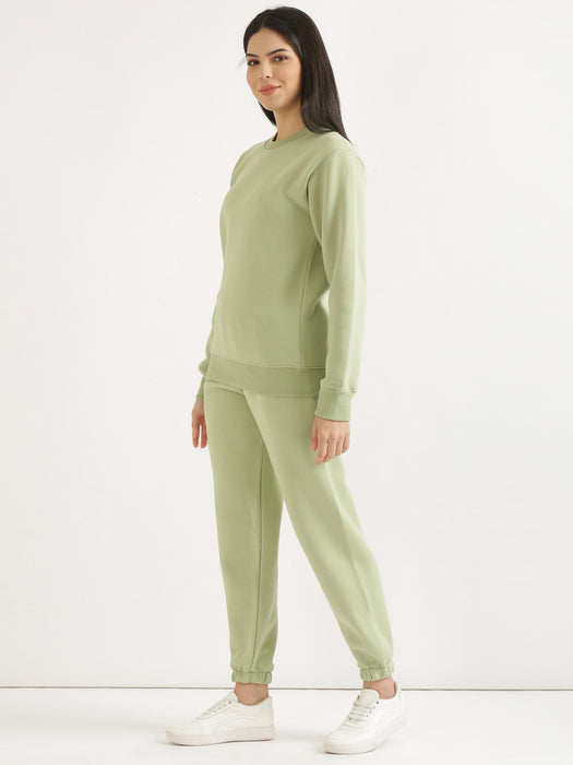 Mint Green Sweatshirt and Pant Co-ord Set For Women-CK-MINTGREENCORDSWEATSET