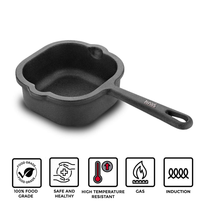 Cast Iron Tadka Pan/ Tempering Tadka Pan/ Spice Pan Pre-Seasoned Cookware | Induction Friendly | 100% Natural & Toxin-Free