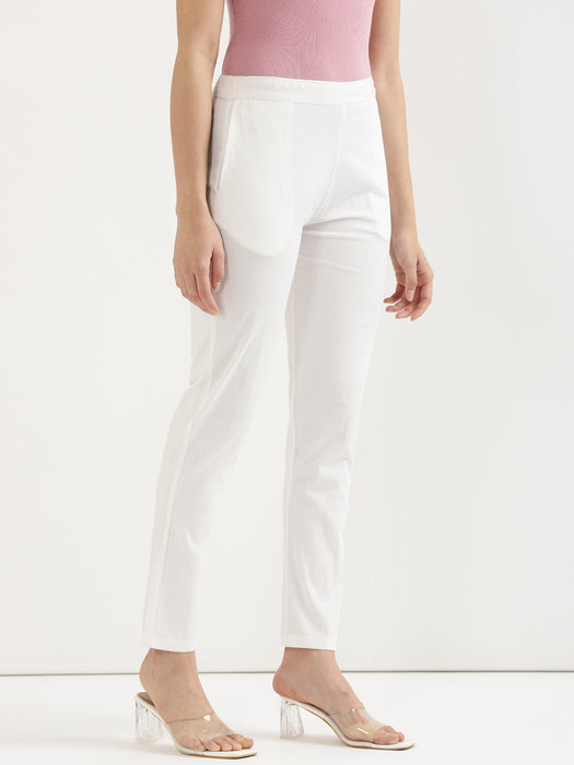 White Stretchable Pants For Women-CK-08-WHITEPANT