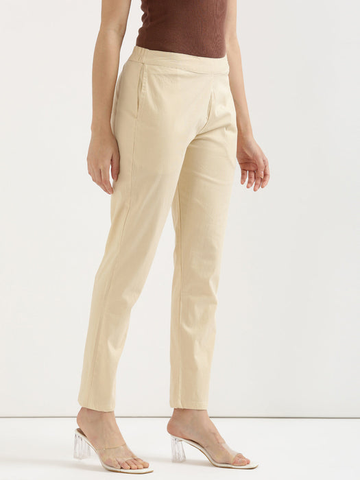 Beige Stretchable Pants For Women-CK-05-BEIGEPANT