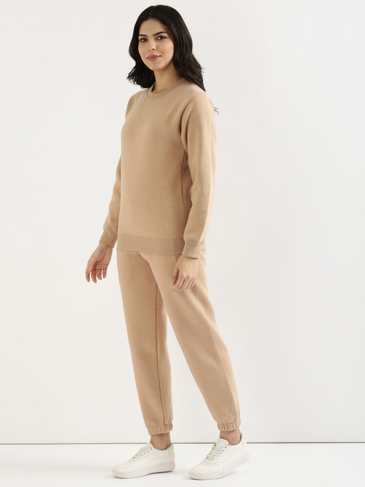 Brown Sweatshirt and Pant Co-ord Set For Women-CK-BROWNCORDSWEATSET