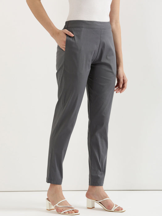 Slate Grey Stretchable Pants For Women-CK-10-GREYPANT