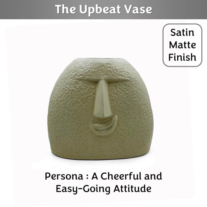 The Upbeat Face Vase 5.5 inches (Ivory, Satin Matte Finish)