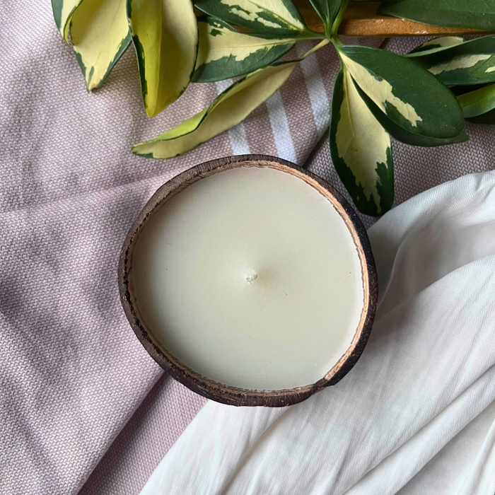 Upcycled Coconut Shell Soy Wax Candle | Sustainable Luxury Home Decor