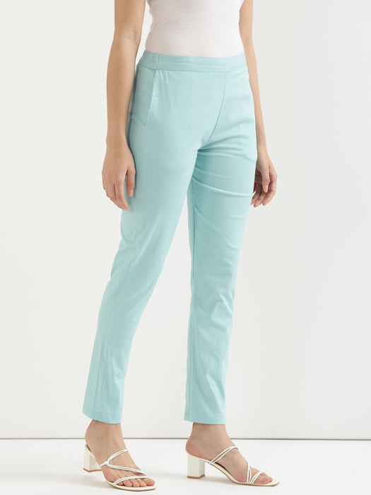 Powder Blue Stretchable Pants For Women-CK-09-TURQUISEPANT