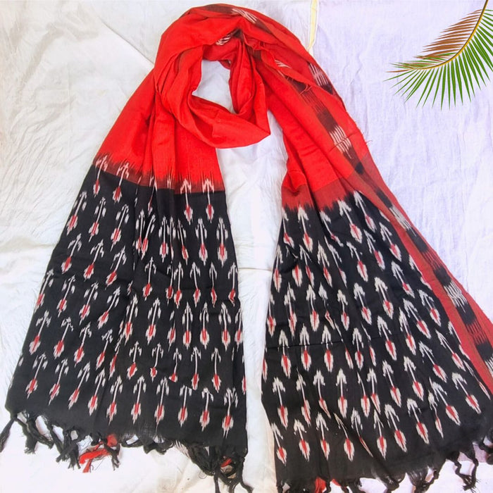 Lal Ikat Pochampally Handloom Cotton Dupatta