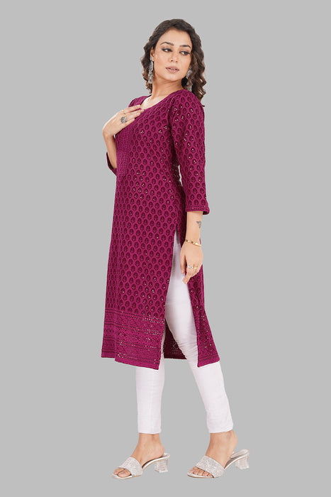 Rayon Chikan sequence work Kurti-NMK-WINE