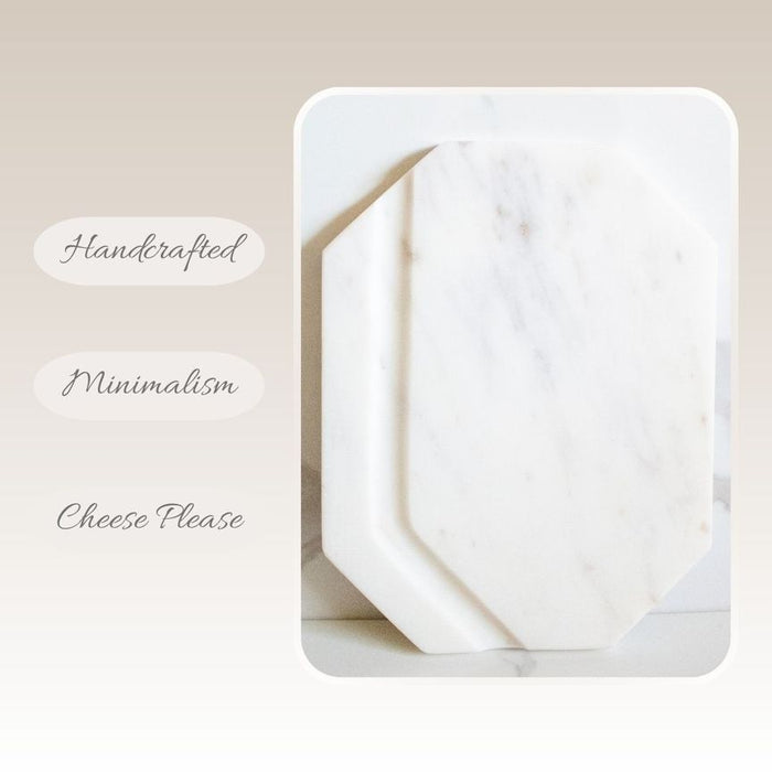 Marble Cheese Platter Mini White Furrow