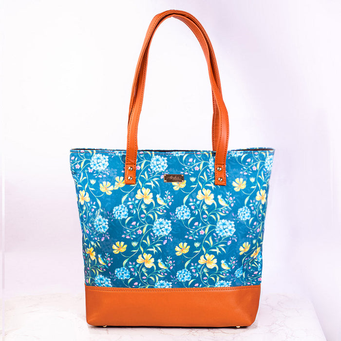 Vintage Blooms Blue Tote Bag