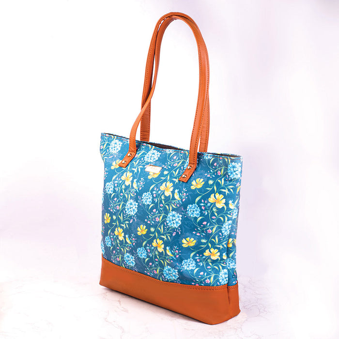 Vintage Blooms Blue Tote Bag