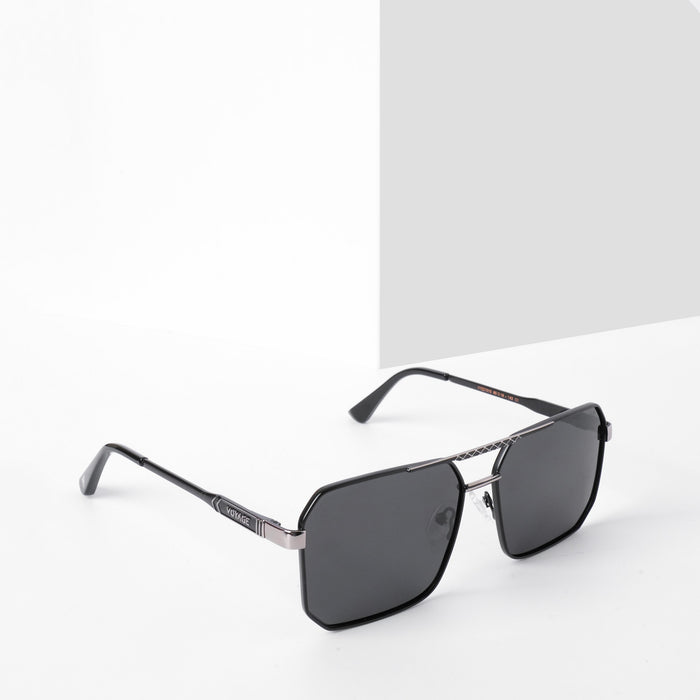 Voyage Exclusive Wayfarer Polarized Sunglasses for Men & Women (Black Lens | Black & Grey Frame - PMG5300)