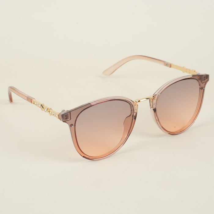 Voyage Cateye Sunglasses for Women (Pink & Grey Lens | Light Pink & Golden Frame - MG3186)