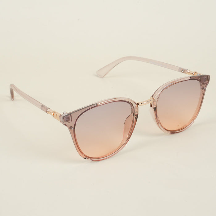 Voyage Cateye Sunglasses for Women (Pink & Grey Lens | Light Pink & Golden Frame - MG3174)