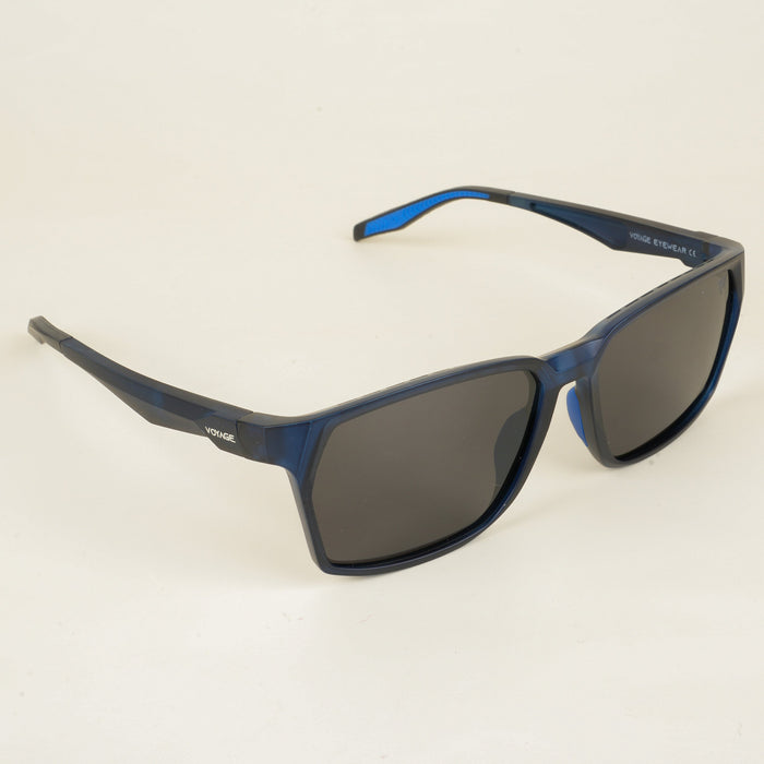 Voyage Wayfarer Polarized Sunglasses for Men & Women (Black Lens | Blue Frame - PMG5287)