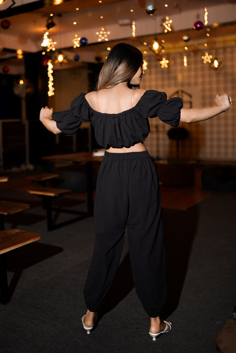 BLACK BON -BON CO-ORD SET