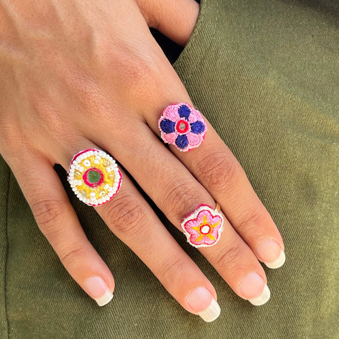 Beaded Rings Combo ( Pink )