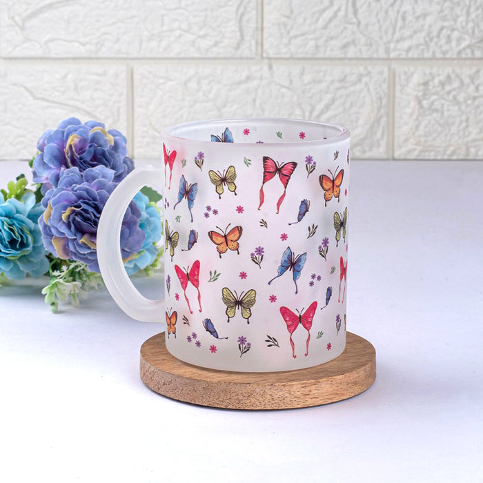 Breathtaking Butterflies Frosted Glass Mug