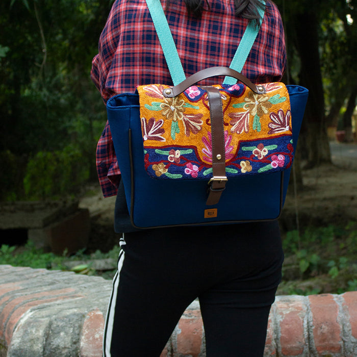 Chain Stitch Hand Embroidery Canvas Chulbuli Backpack