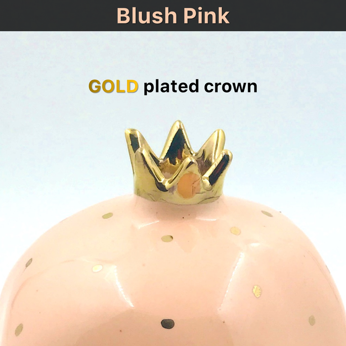 Ceramic Pomegranate Showpiece with Gold Plated Crown, 4 inch (Blush Pink)