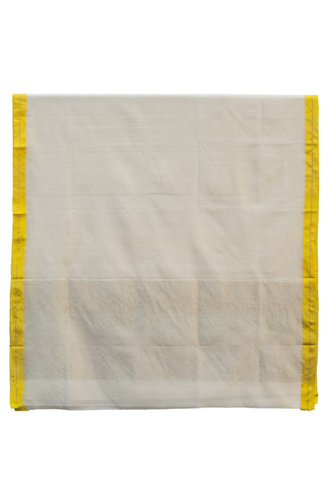 Chanderi Silk Saree - White Yellow