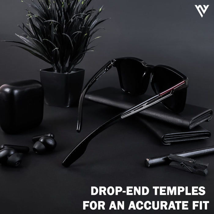 Voyage Exclusive Shine Black Polarized Wayfarer Sunglasses for Men & Women - PMG4487